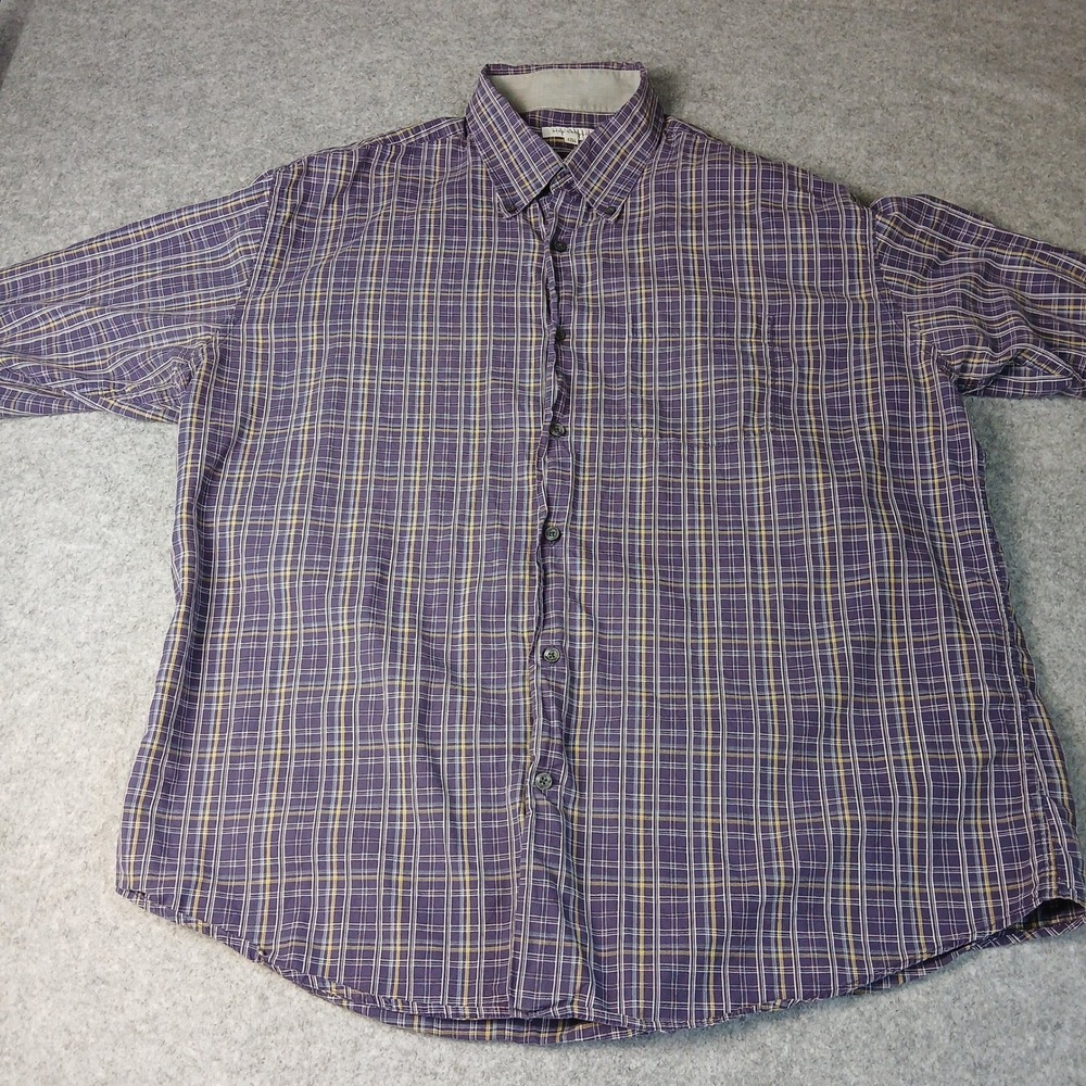 Alex Cannon Shirt Mens XXL Plaid Purple Button Down EUC